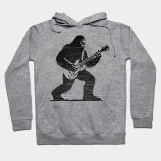 Sasquatch Bigfoot Rock On Guitar Legend Believer Retro Grunge Distress Hoodie